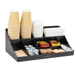 Coffee Organizers<Mind Reader 11 Compartment Plastic Condiments Countertop Organizer, Black (COMORG-BLK)