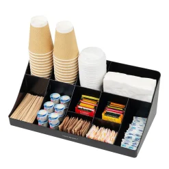Coffee Organizers<Mind Reader 11 Compartment Plastic Condiments Countertop Organizer, Black (COMORG-BLK)