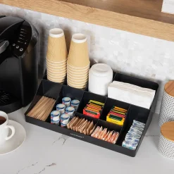 Coffee Organizers<Mind Reader 11 Compartment Plastic Condiments Countertop Organizer, Black (COMORG-BLK)