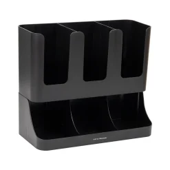 Coffee Organizers<Mind Reader 6 Compartment 2-Tier Cup and Condiment Countertop Organizer, Black (UPRIGHT6-BLK)