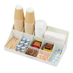 Coffee Organizers<Mind Reader 11 Compartment Plastic Coffee Cup and Condiment Organizer, White (COMORG-WHT)