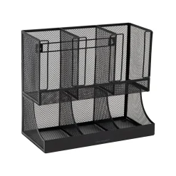 Coffee Organizers<Mind Reader 6 Compartment Metal Coffee Cup and Condiment Organizer, Black (UPMESH-BLK)