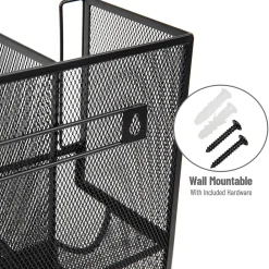 Coffee Organizers<Mind Reader 6 Compartment Metal Coffee Cup and Condiment Organizer, Black (UPMESH-BLK)