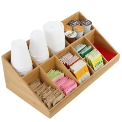 Coffee Organizers<Mind Reader 11 Compartment Wood Cup and Condiment Organizer, Brown (COMORGBM-BRN)