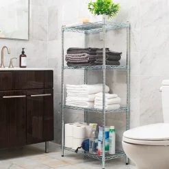 Best 4 Shelf Adjustable Garage Shelving, 11.75"W, Chrome Plate (4TSHELVU-SIL) Shelving