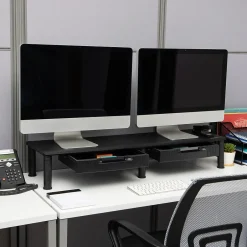 Mind Reader Adjustable Dual Monitor Stand with Drawers, Black (DUBMODR-BLK)* Monitor Mounts & Stands