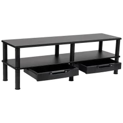 Mind Reader Adjustable Dual Monitor Stand Desktop Organizer with Drawers, Black (DBMON2TDR-BLK)* Monitor Mounts & Stands