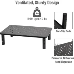 Mind Reader Adjustable Monitor Stand and Ventilated Laptop Riser, Black (4LEGMET-BLK)* Monitor Mounts & Stands