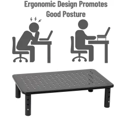 Mind Reader Adjustable Monitor Stand and Ventilated Laptop Riser, Black (4LEGMET-BLK)* Monitor Mounts & Stands