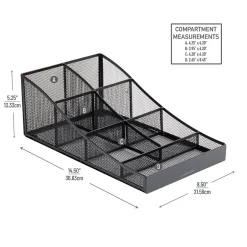 Coffee Organizers<Mind Reader 7-Compartment Metal Coffee Cup and Condiment Organizer, Black (COMP7MESH-BLK)