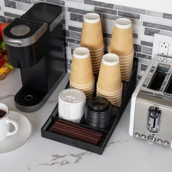 Coffee Organizers<Mind Reader 7-Compartment Metal Coffee Cup and Condiment Organizer, Black (COMP7MESH-BLK)
