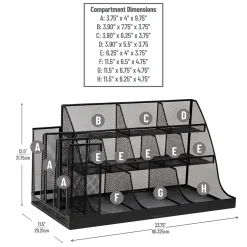 Coffee Organizers<Mind Reader 14-Compartment Metal Coffee Cup and Condiment Organizer, Black (CMG2MESH-BLK 14)