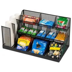 Coffee Organizers<Mind Reader 14-Compartment Metal Coffee Cup and Condiment Organizer, Black (CMG2MESH-BLK 14)