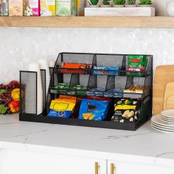 Coffee Organizers<Mind Reader 14-Compartment Metal Coffee Cup and Condiment Organizer, Black (CMG2MESH-BLK 14)