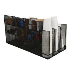 Coffee Organizers<Mind Reader 14-Compartment Metal Coffee Cup and Condiment Organizer, Black (CMG2MESH-BLK 14)