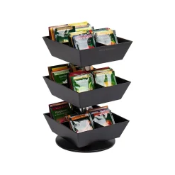 Coffee Organizers<Mind Reader 12-Compartment Plastic Tea and Condiment Carousel, Black (TEASWIV3T-BLK)