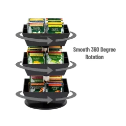 Coffee Organizers<Mind Reader 12-Compartment Plastic Tea and Condiment Carousel, Black (TEASWIV3T-BLK)