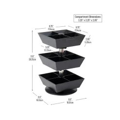 Coffee Organizers<Mind Reader 12-Compartment Plastic Tea and Condiment Carousel, Black (TEASWIV3T-BLK)