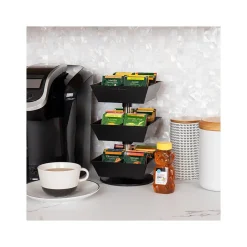 Coffee Organizers<Mind Reader 12-Compartment Plastic Tea and Condiment Carousel, Black (TEASWIV3T-BLK)