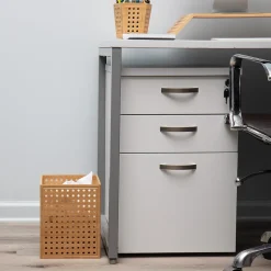 Mind Reader Lattice Collection Bamboo Wastepaper Basket Set, 1.9 and 2.6 Gallon, Brown (2LATGARB-BRN)