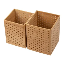 Mind Reader Lattice Collection Bamboo Wastepaper Basket Set, 1.9 and 2.6 Gallon, Brown (2LATGARB-BRN)