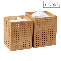 Mind Reader Lattice Collection Bamboo Wastepaper Basket Set, 1.9 and 2.6 Gallon, Brown (2LATGARB-BRN)