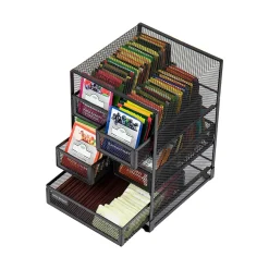 Coffee Organizers<Mind Reader Metal 5-Compartment Tea Bag Organizer, 120 Tea Bag Capacity, Black (MMTDR5-BLK)