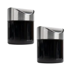 Mind Reader Metal Countertop Trash Can with Swivel Lid, 0.40 Gallon, Black, 2/Set (2GARBASK-BLK)