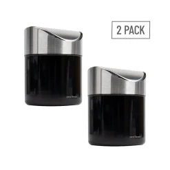 Mind Reader Metal Countertop Trash Can with Swivel Lid, 0.40 Gallon, Black, 2/Set (2GARBASK-BLK)