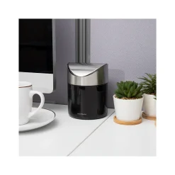 Mind Reader Metal Countertop Trash Can with Swivel Lid, 0.40 Gallon, Black, 2/Set (2GARBASK-BLK)