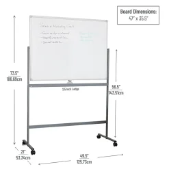 Discount Mobile Double-Sided Dry-Erase Whiteboard, Aluminum Frame, 47