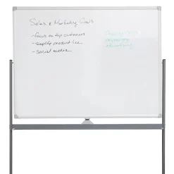 Discount Mobile Double-Sided Dry-Erase Whiteboard, Aluminum Frame, 47