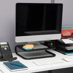 Mind Reader Monitor Stand and Ventilated Desktop Organizer, Black, 2/Pack (2CHORDMON-BLK)* Monitor Mounts & Stands