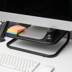 Mind Reader Monitor Stand and Ventilated Desktop Organizer, Black, 2/Pack (2CHORDMON-BLK)* Monitor Mounts & Stands