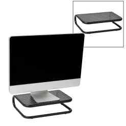 Mind Reader Monitor Stand and Ventilated Desktop Organizer, Black, 2/Pack (2CHORDMON-BLK)* Monitor Mounts & Stands