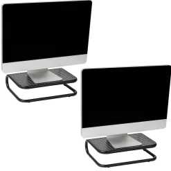 Mind Reader Monitor Stand and Ventilated Desktop Organizer, Black, 2/Pack (2CHORDMON-BLK)* Monitor Mounts & Stands