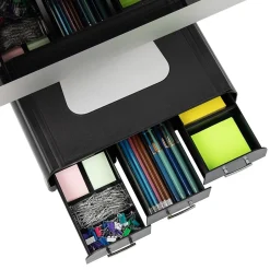 Mind Reader Monitor Stand and Desktop Organizer with 3 Storage Drawers, Black, 2/Pack (2MONSTA3D-BLK)* Monitor Mounts & Stands