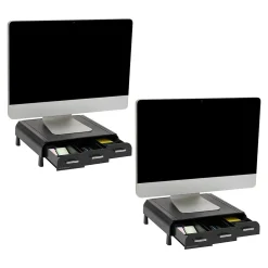 Mind Reader Monitor Stand and Desktop Organizer with 3 Storage Drawers, Black, 2/Pack (2MONSTA3D-BLK)* Monitor Mounts & Stands