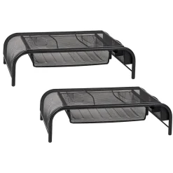 Mind Reader Monitor Stand with Paper Tray, Up to 24" Monitor, Black, 2/Pack (2MESHMON-BLK)* Monitor Mounts & Stands
