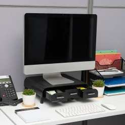 Mind Reader Monitor Stand and Desktop Organizer with 3 Storage Drawers, Black (MONSTA3D-BLK)* Monitor Mounts & Stands