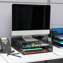 Mind Reader Monitor Stand Laptop Riser with Storage Drawer, Black (2TDMESHY-BLK)* Monitor Mounts & Stands