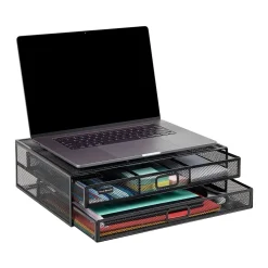 Mind Reader Monitor Stand Laptop Riser with Storage Drawer, Black (2TDMESHY-BLK)* Monitor Mounts & Stands