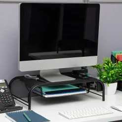Mind Reader Monitor Stand with Paper Tray, Metal, (MESHMONSTA-BLK)* Monitor Mounts & Stands