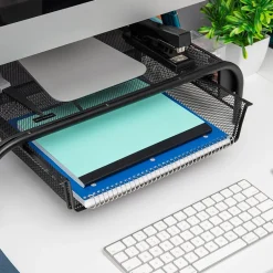 Mind Reader Monitor Stand with Paper Tray, Metal, (MESHMONSTA-BLK)* Monitor Mounts & Stands