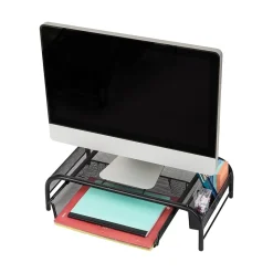 Mind Reader Monitor Stand with Paper Tray, Metal, (MESHMONSTA-BLK)* Monitor Mounts & Stands