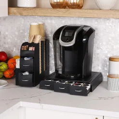 Coffee Organizers<Mind Reader Plastic Coffee Pod Drawer 14 Compartment Condiment Organizer Set, 36 Pod Capacity, Black (CMB02-BLK)