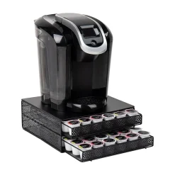 Coffee Organizers<Mind Reader Plastic Coffee Pod Organizer with 2 Drawers, 72 Pod Capacity, Black (DBMTRAY-BLK)