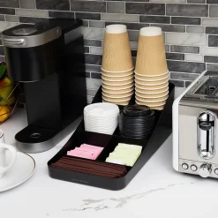 Coffee Organizers<Mind Reader Plastic 7-Compartment Coffee Cup and Condiment Organizer, Black, 2/Pack (2COMP7-BLK)