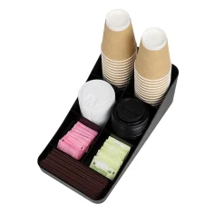 Coffee Organizers<Mind Reader Plastic 7-Compartment Coffee Cup and Condiment Organizer, Black, 2/Pack (2COMP7-BLK)