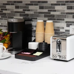 Coffee Organizers<Mind Reader Plastic 7-Compartment Coffee Cup and Condiment Organizer, Black, 2/Pack (2COMP7-BLK)